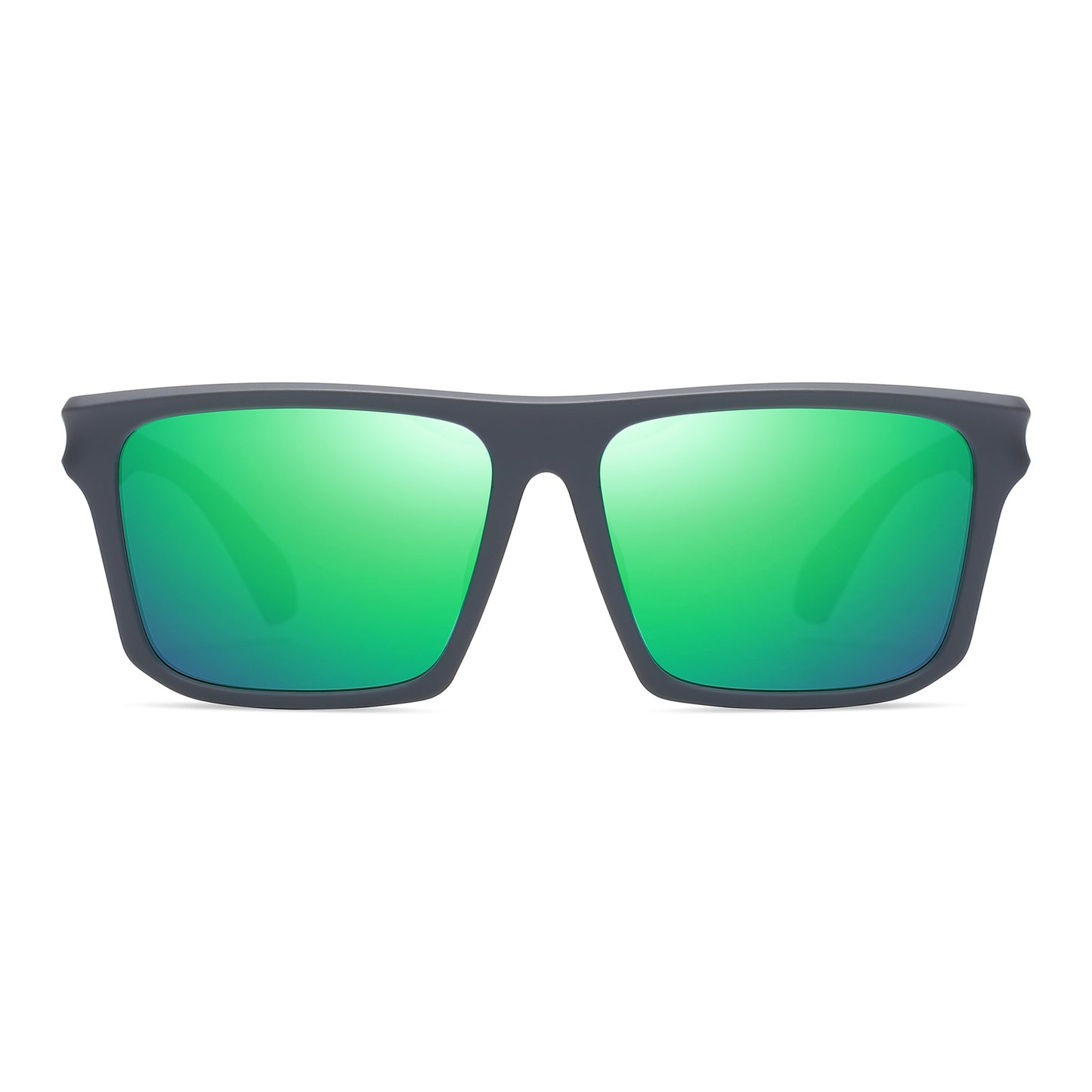StinkEye™ Pulse sunglasses grey color frame green stripe green lens front view