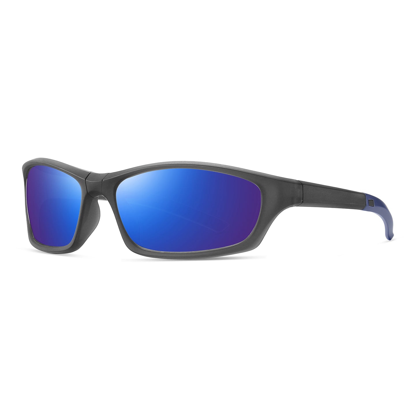 StinkEye™ Edge sunglasses deep grey frame blue lens side view
