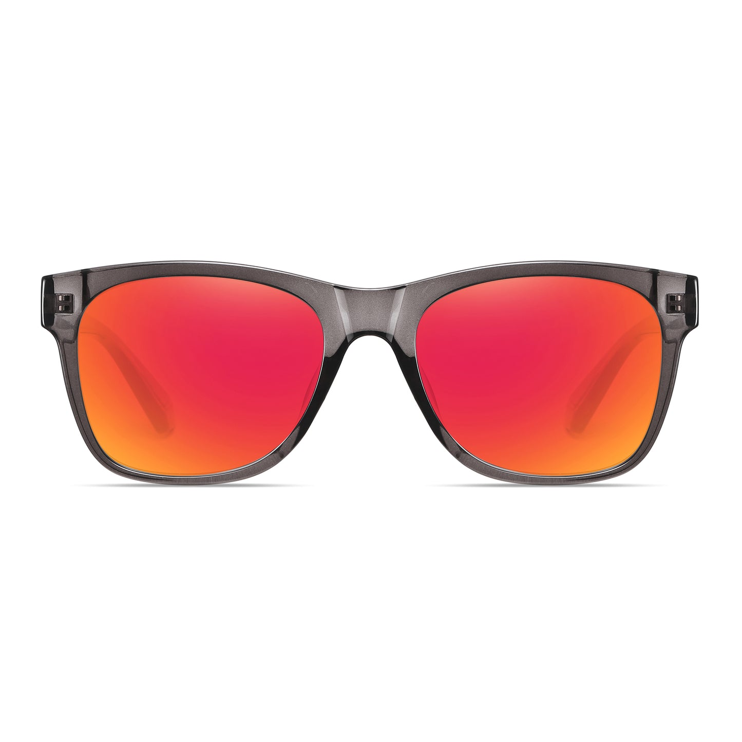 StinkEye™ Grind sunglasses transparent grey frame red lens front view
