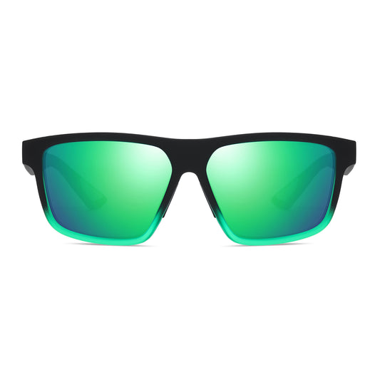 StinkEye™ Rogue sunglasses black green gradient frame green lens front view