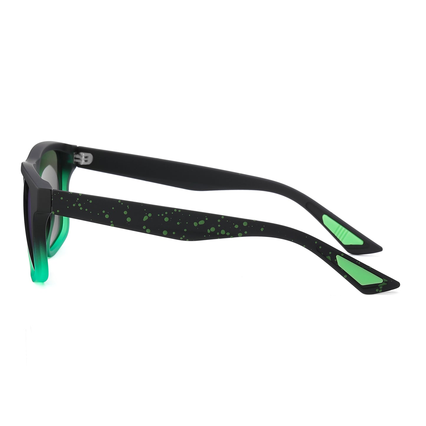 StinkEye™ Rogue sunglasses black green gradient frame green lens side view