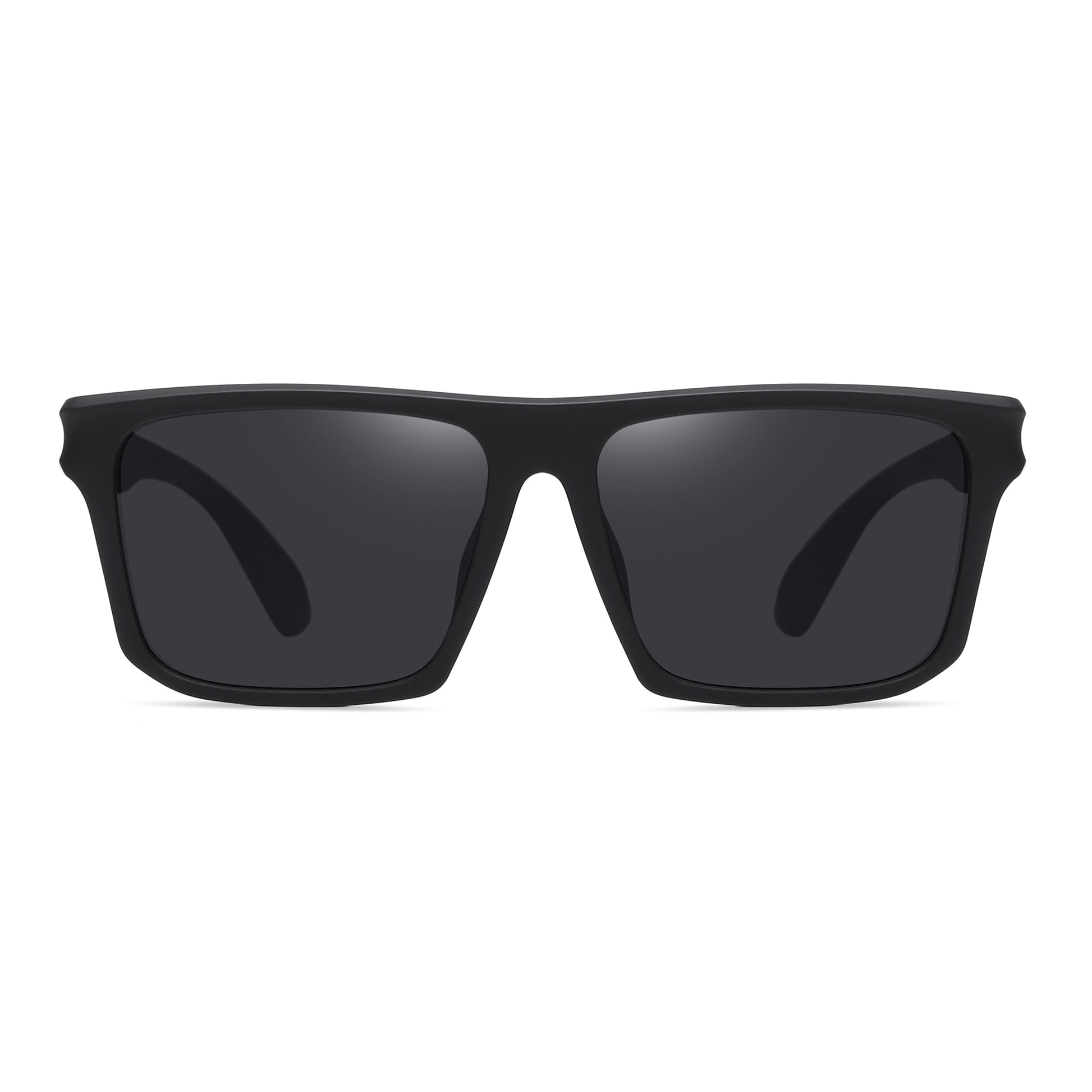 StinkEye™ Pulse sunglasses black frame blue stripe grey lens front view