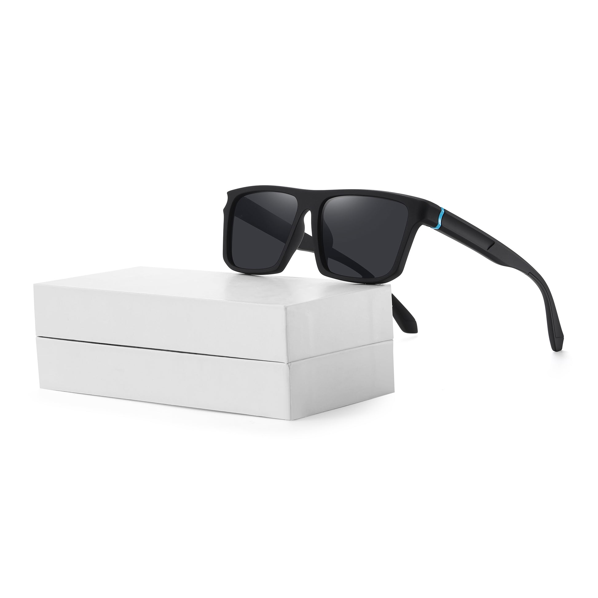 StinkEye™ Pulse sunglasses black frame blue stripe grey lens bottom view