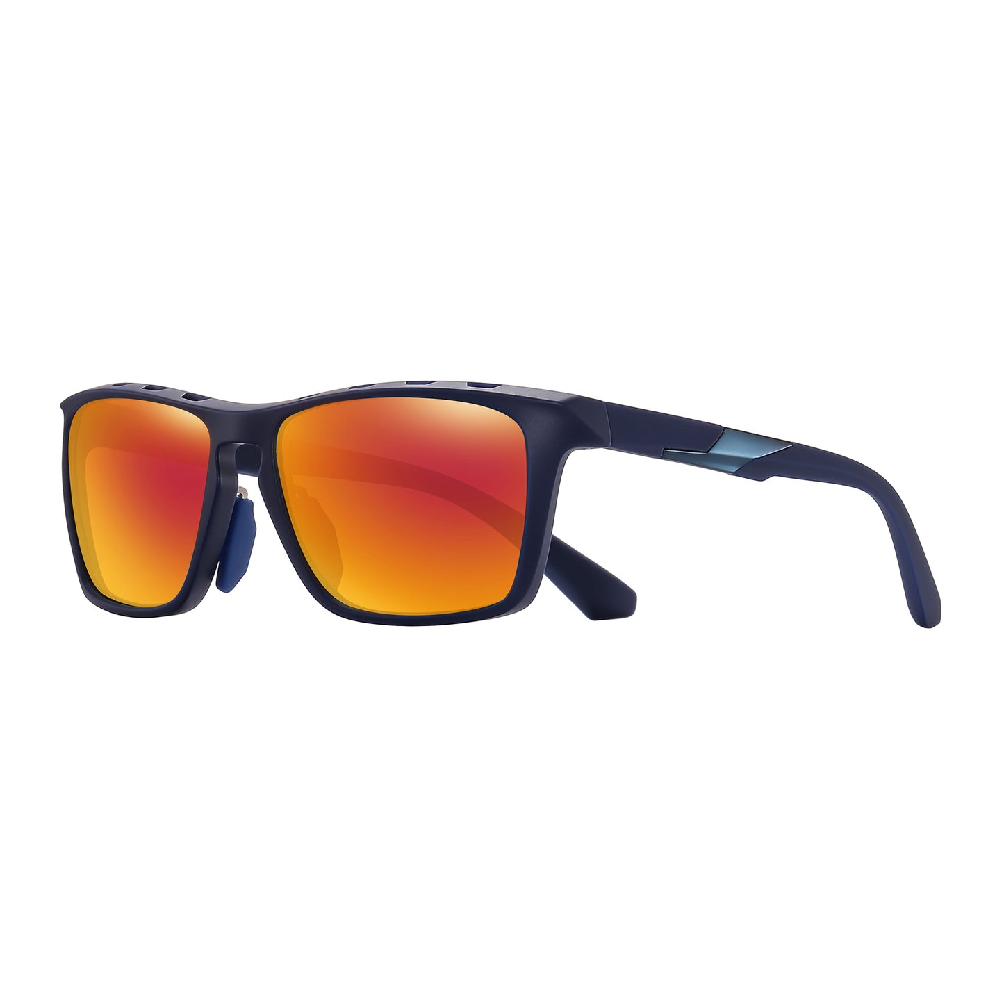 StinkEye™ Strike sunglasses blue frame red lens side view