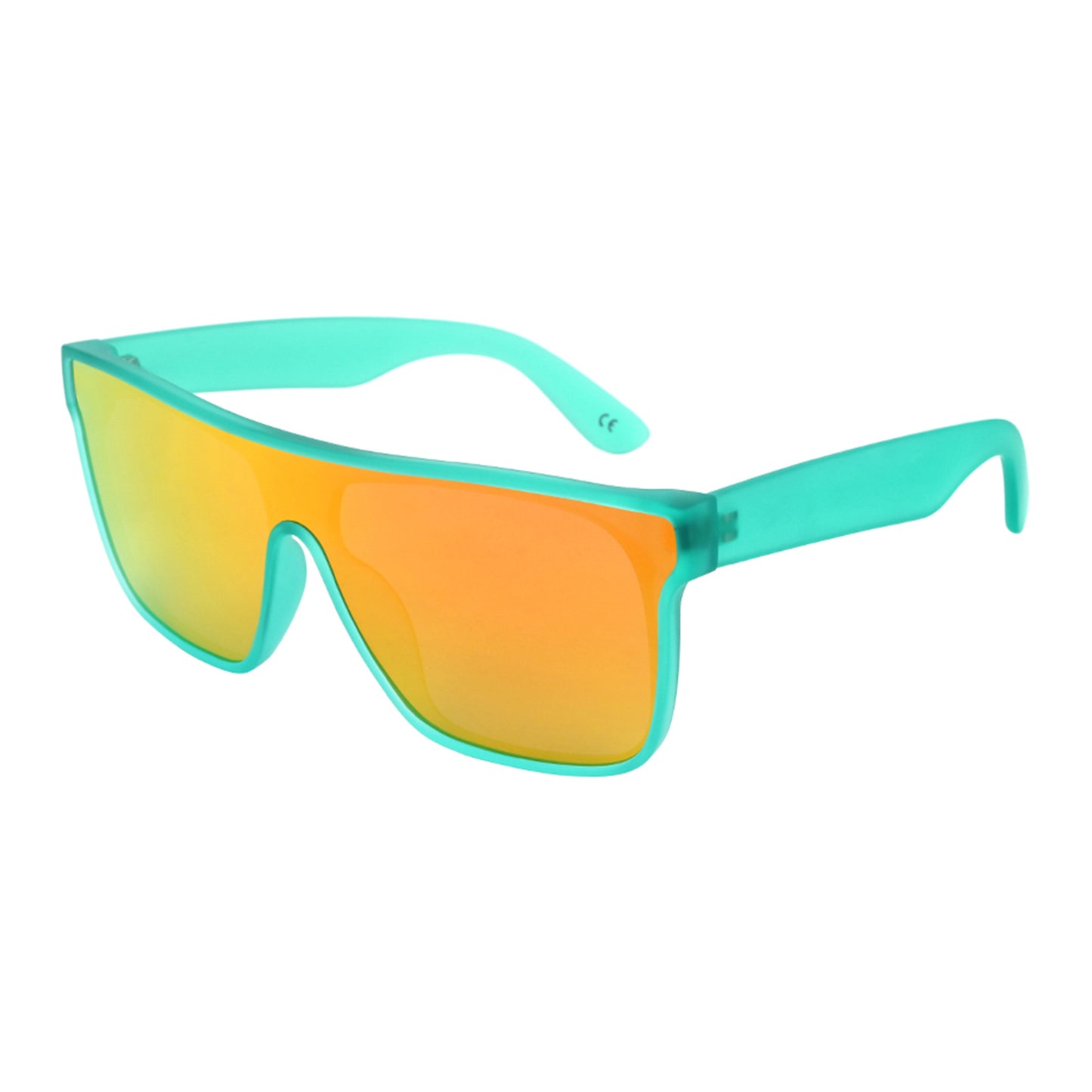 StinkEye™ Horizon sunglasses clear turquoise frame pink lens side view