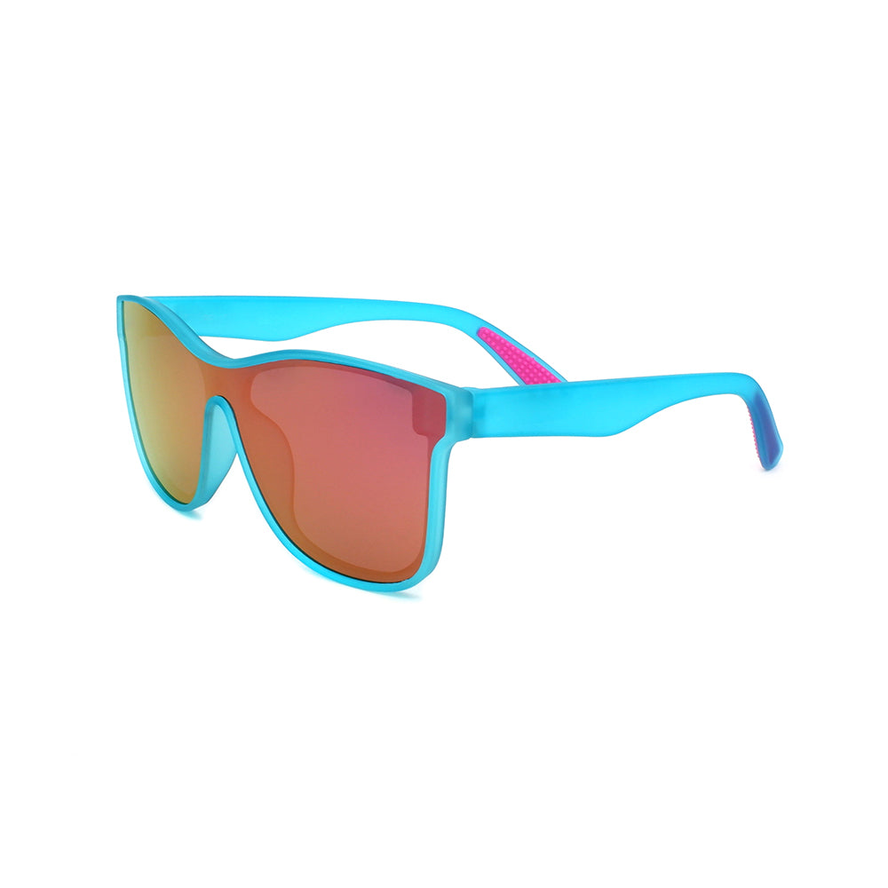 StinkEye™ Summit sunglasses blue frame pink lens side view