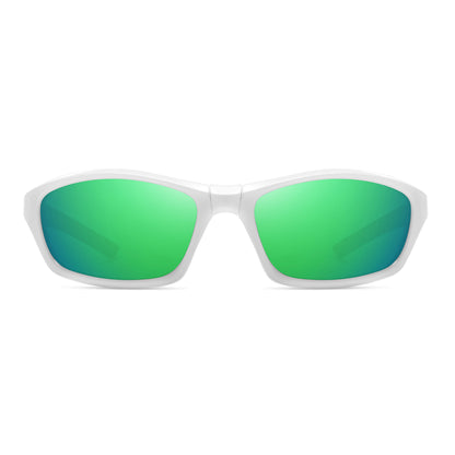 StinkEye™ Edge sunglasses white frame green lens front view