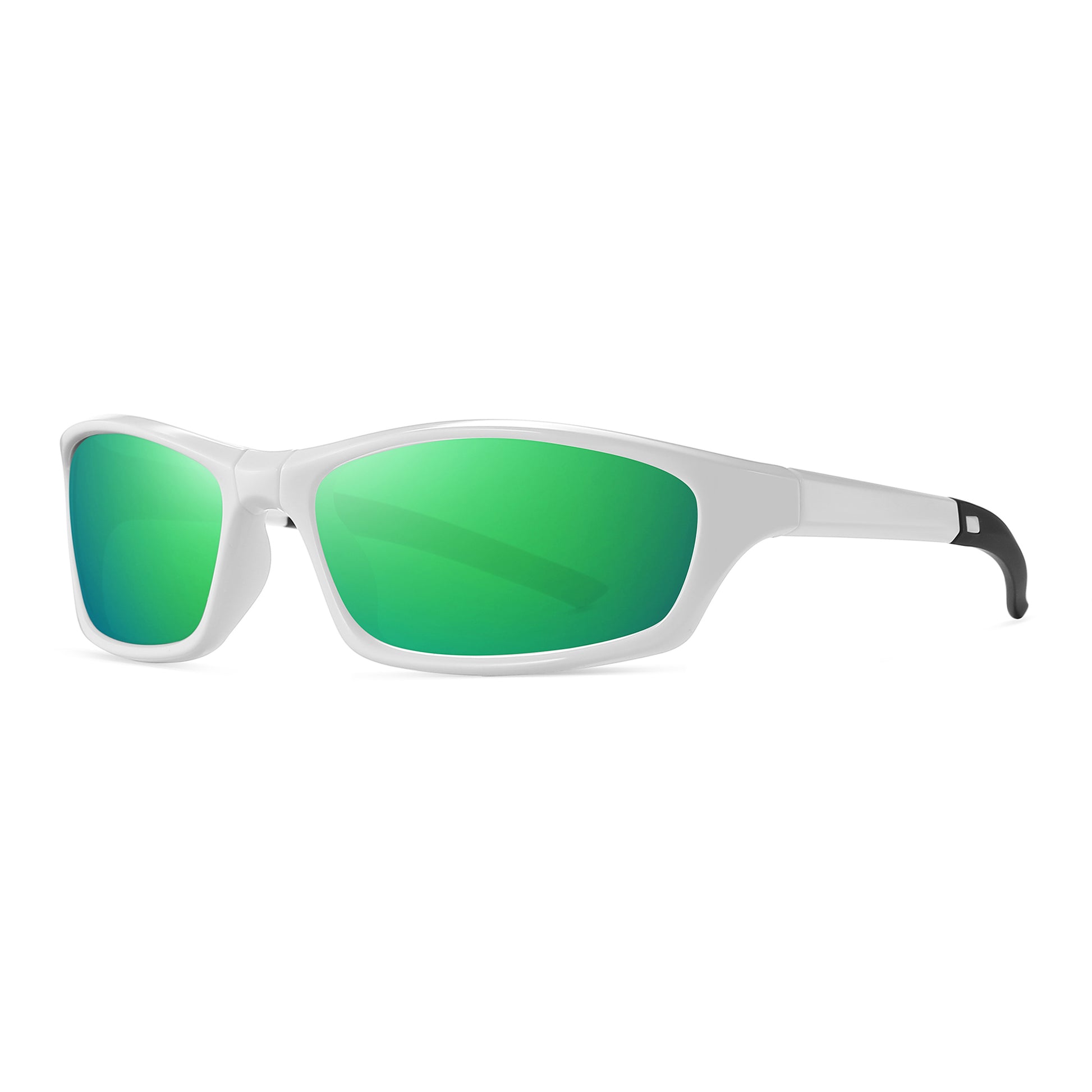 StinkEye™ Edge sunglasses white frame green lens side view