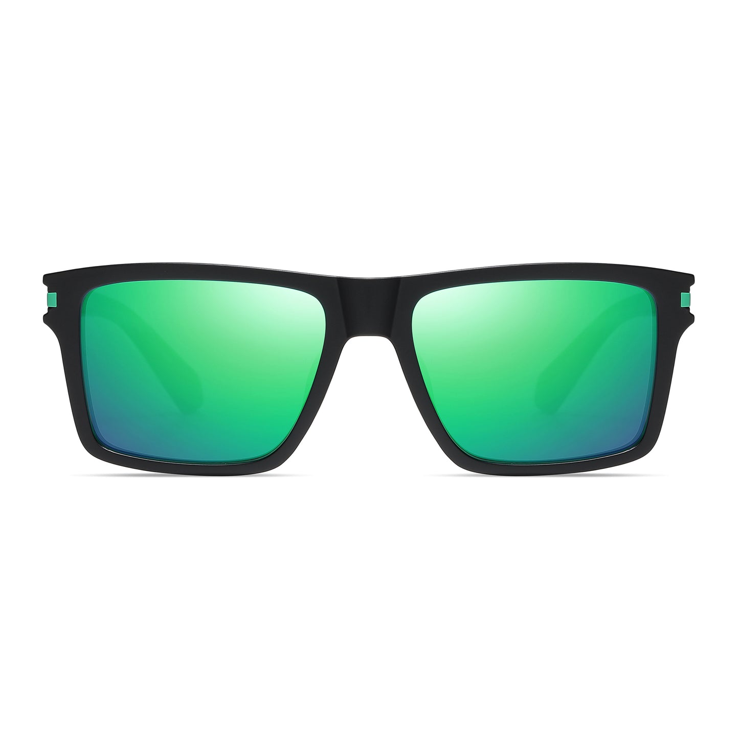 StinkEye™ Blaze sunglasses black frame green lens front view