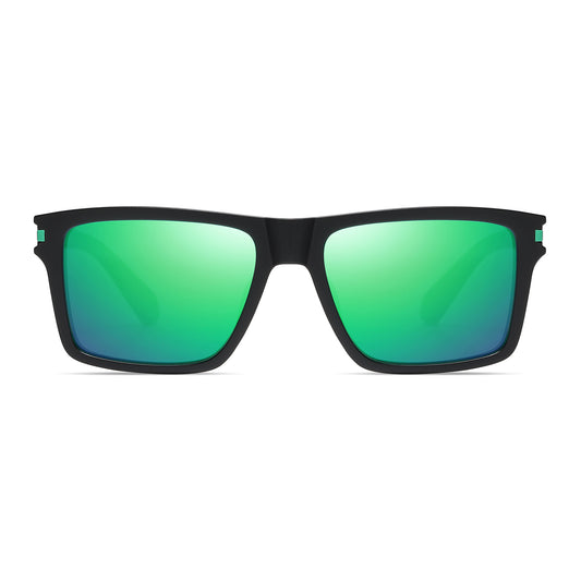 StinkEye™ Blaze sunglasses black frame green lens front view