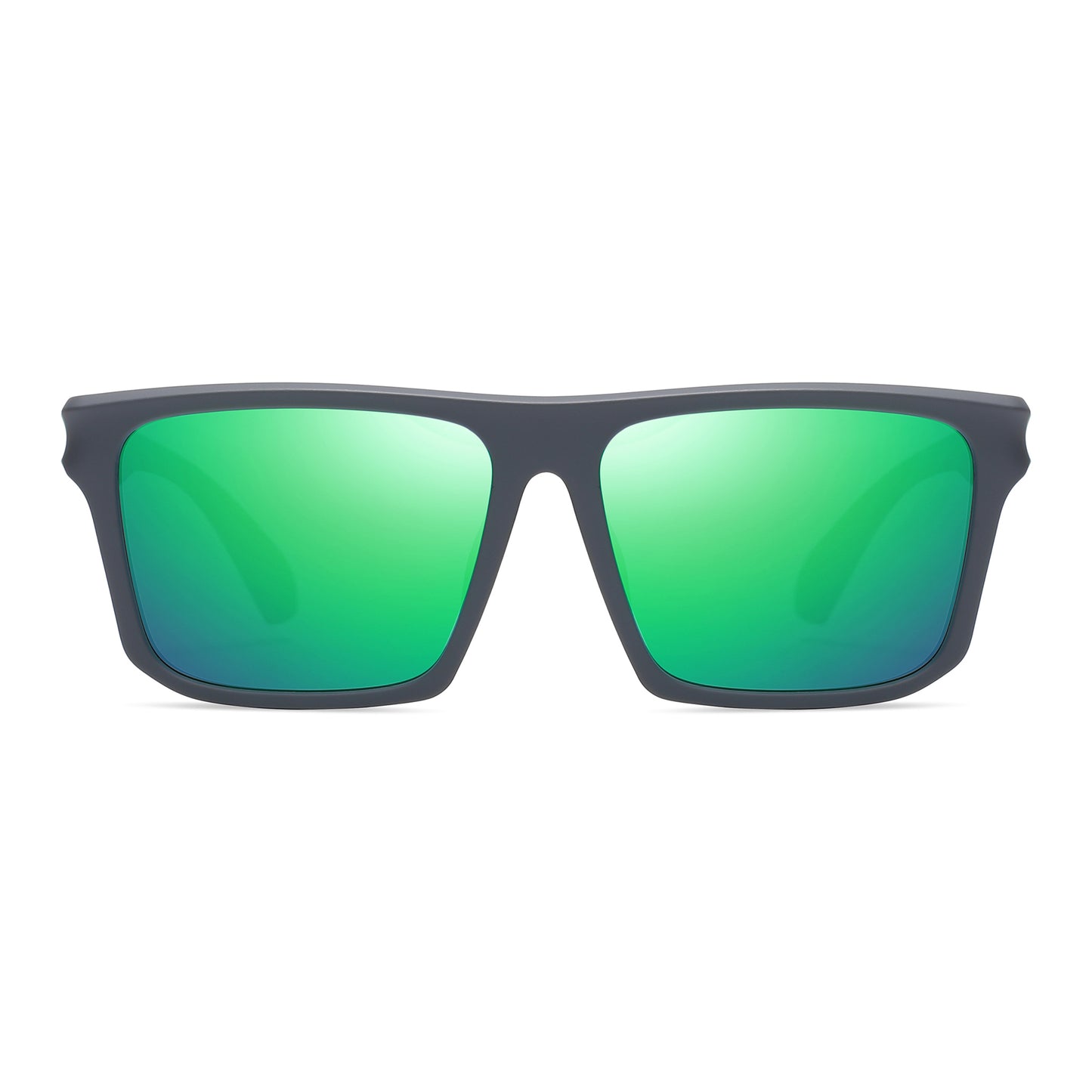 StinkEye™ Pulse sunglasses grey color frame green stripe green lens front view